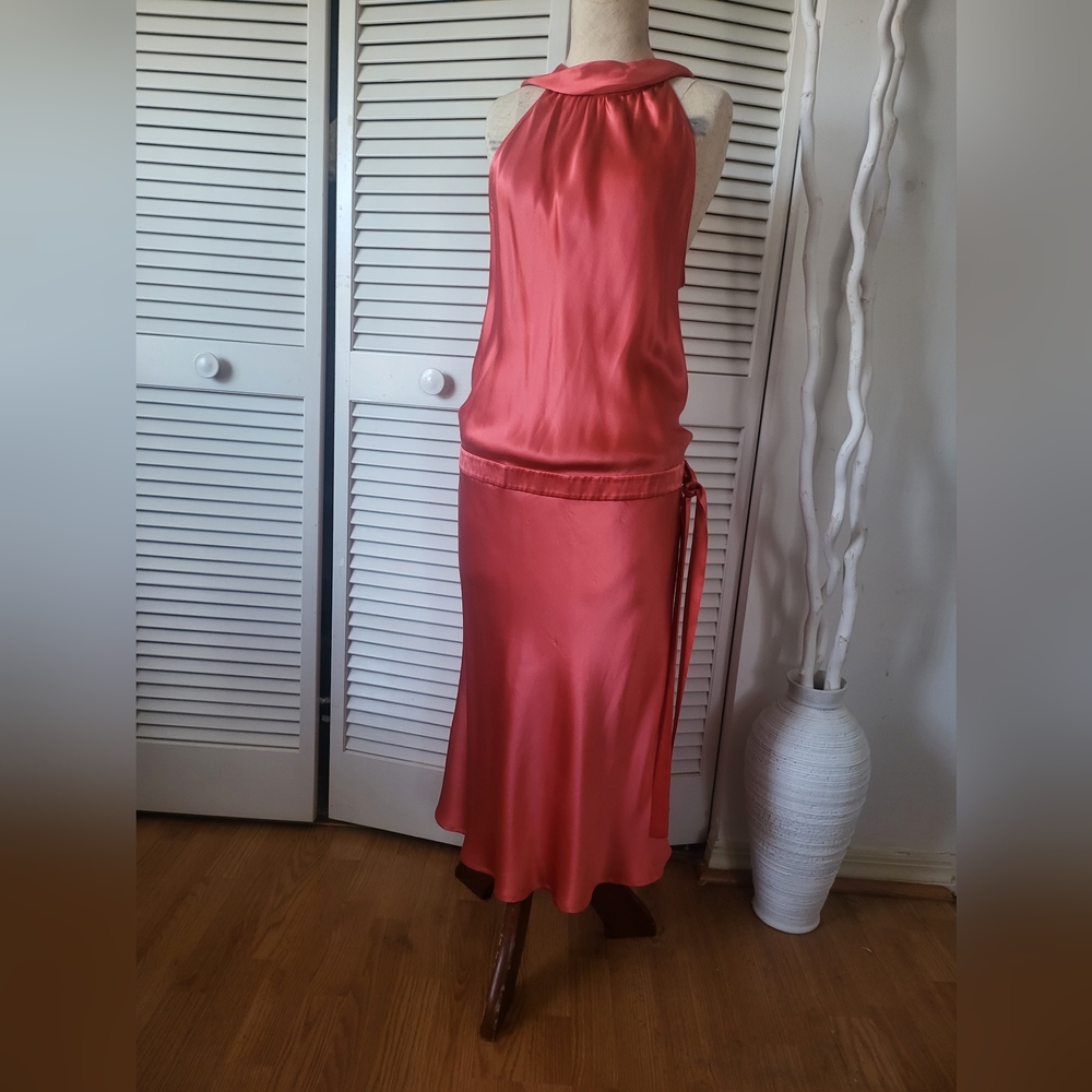 Coral 100% Silk Dress - Size 8
